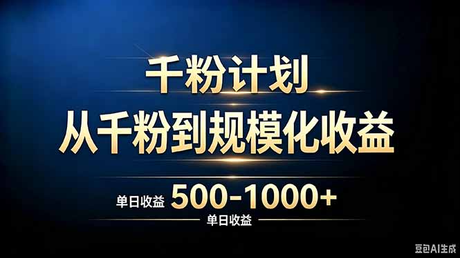抖音千粉账号计划,从千粉到规模化收益 500-1000+单日收益-乐码云集