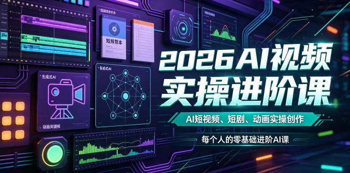 2026AI视频实操进阶课，AI短视频、短剧、动画实操创作，每个人的零基础进阶ai课(更新0825)-乐码云集