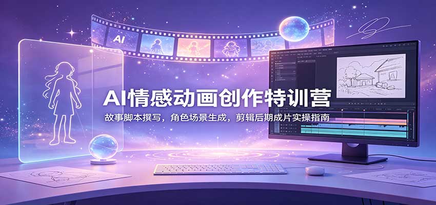 AI情感动画创作特训营：故事脚本撰写，角色场景生成，剪辑后期成片实操指南-乐码云集