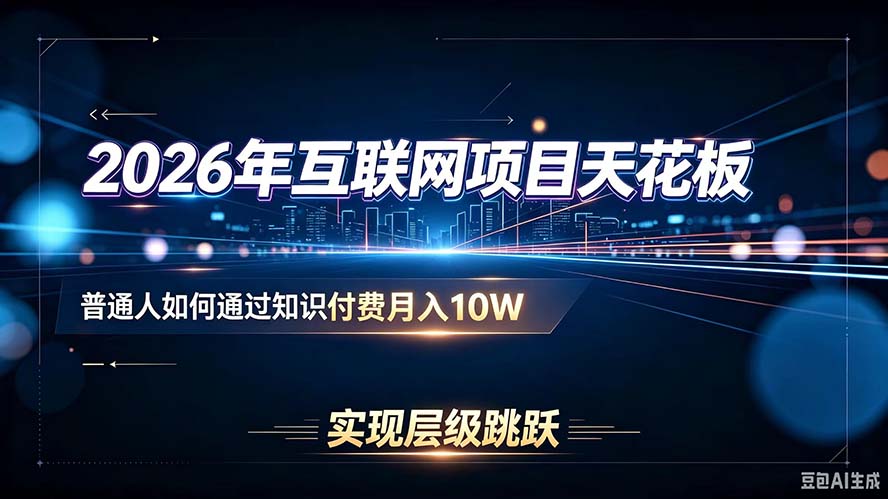 2026年互联网项目天花板：普通人如何通过知识付费月入10W，实现层级跳跃-乐码云集