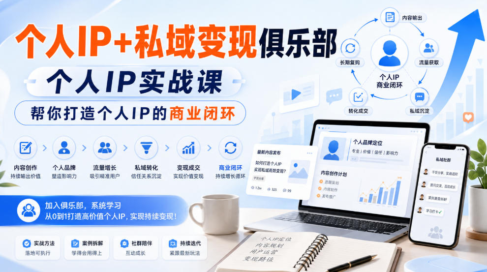 个人IP+私域变现俱乐部，个人IP实战课，帮你打造个人IP的商业闭环-乐码云集