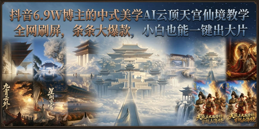 抖音6.9W博主的中式美学AI云顶天宫仙境教学，全网刷屏，条条大爆款，小白也能一键出大片-乐码云集