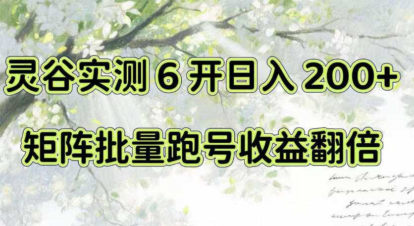 一台电脑就能做!灵谷实测6开日入200+,矩阵批量跑号收益翻倍【揭秘】-乐码云集