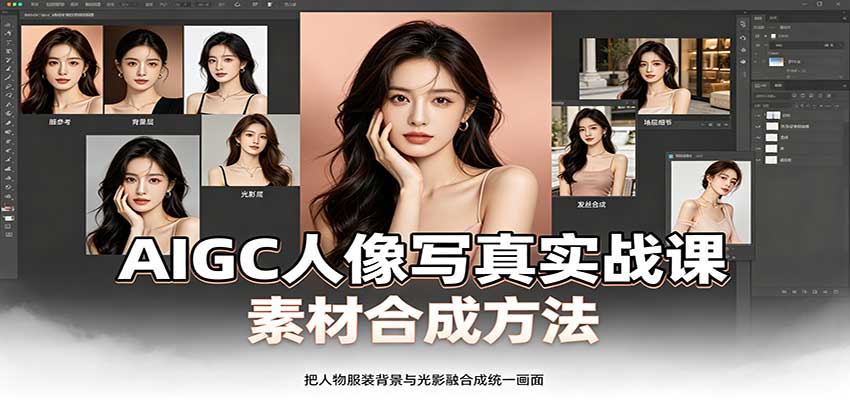 AIGC人像写真实战课：软件平台部署筹备，素材合成方法，多题材写真案例-乐码云集