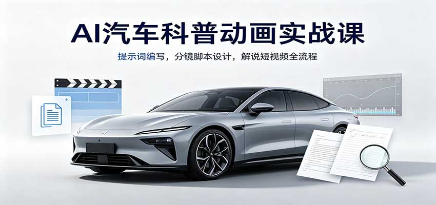AI汽车科普动画实战课：提示词编写，分镜脚本设计，解说短视频全流程-乐码云集