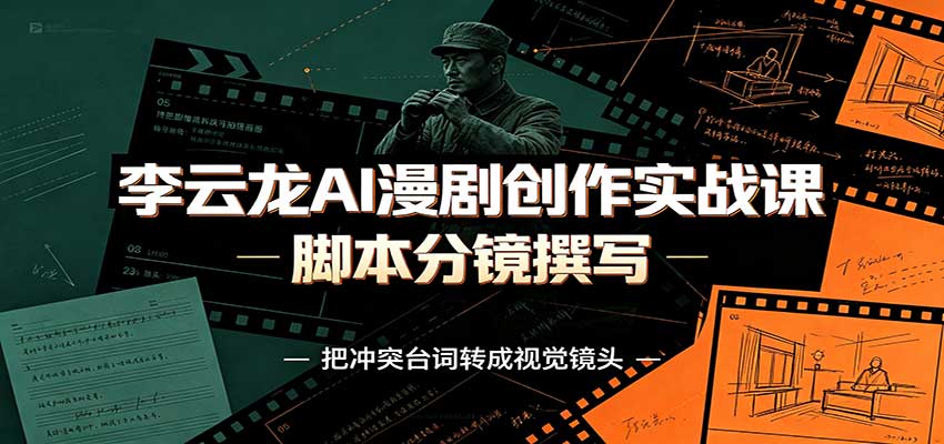 李云龙AI漫剧创作实战课:角色人设还原,脚本分镜撰写,AI漫剧成片完整制作教学-乐码云集