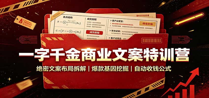 一字千金商业文案特训营:绝密文案布局拆解,爆款基因挖掘,自动收钱公式-乐码云集