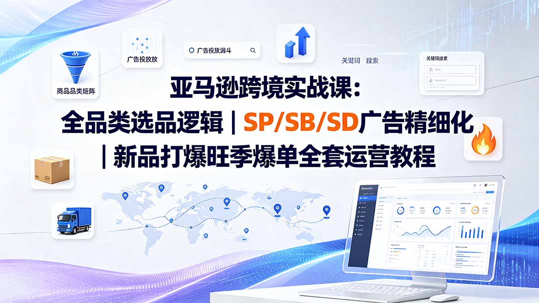 亚马逊跨境实战课-更新8月：全品类选品逻辑｜SP/SB/SD广告精细化｜新品打爆旺季爆单全套运营教程-乐码云集