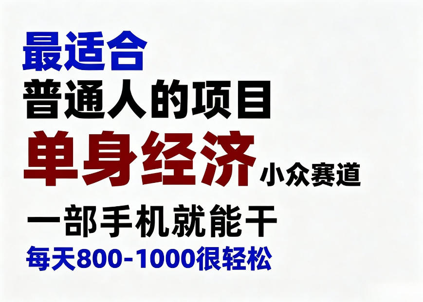 身经济小众赛道,一部手机就能干,每天搞个800-1000很轻松,最适合普通人的项目【揭秘】-乐码云集