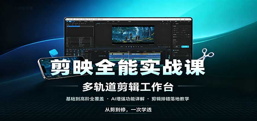 剪映全能实战课：基础到高阶全覆盖，AI增强功能，剪辑排错落地教学-乐码云集