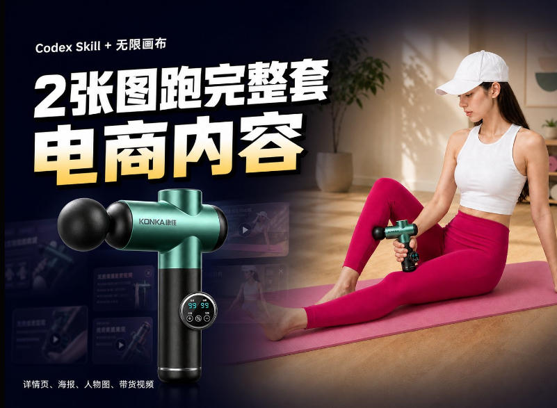 Codex+Skill+无限画布：两张图跑出一整套电商内容-乐码云集