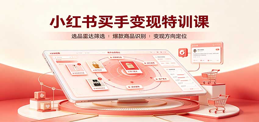 小红书买手变现特训课：账号定位养号起号，选品挂车，笔记标题封面全套教学-乐码云集