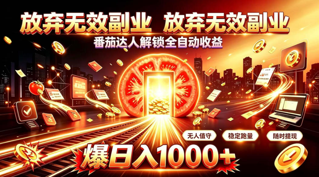 放弃无效副业,番茄达人解锁全自动收益,日入1k+,门槛最低的线上轻资产项目【揭秘】-乐码云集