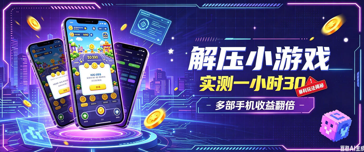 小游戏全流程玩法,实测一小时搞30,简单无脑解压,当天做当天就能看到进账,直接冲就行【揭秘】-乐码云集