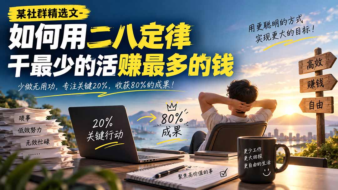某社群精选文-如何用二八定律干最少的活赚最多的钱-乐码云集