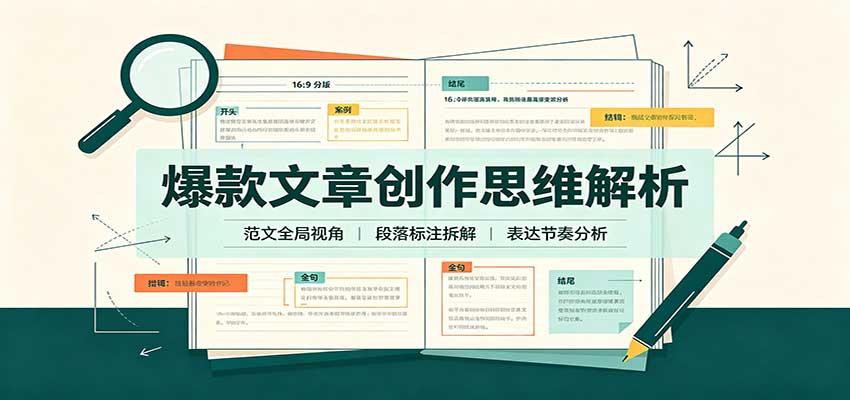 爆款文章创作思维解析：全局视角拆解范文，梳理行文逻辑，搭配真实拆文实操案例-乐码云集