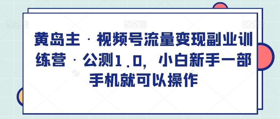 黄岛主·视频号流量变现副业训练营·公测1.0，小白新手一部手机就可以操作-乐码云集