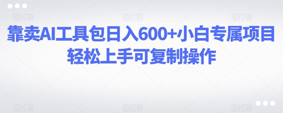 靠卖AI工具包日入600+小白专属项目轻松上手可复制操作-乐码云集