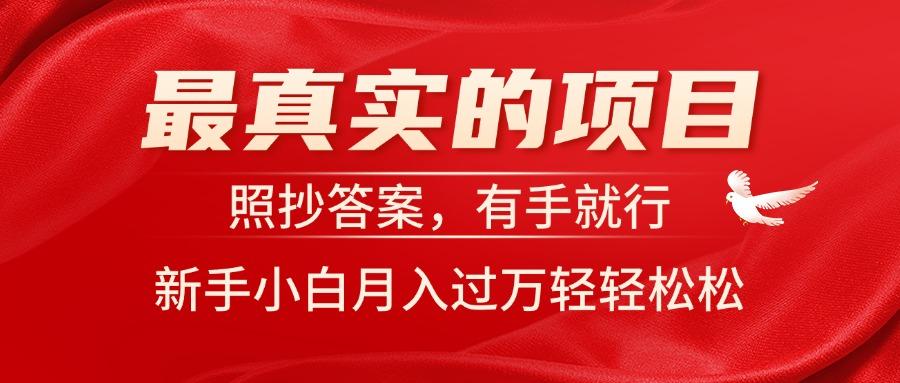 最真实的项目，照抄答案，有手就行，新手小白月入过万轻轻松松-乐码云集