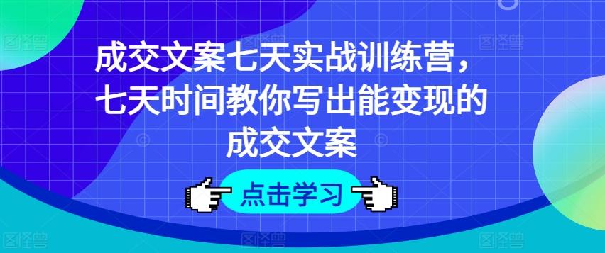 成交文案七天实战训练营，七天时间教你写出能变现的成交文案-乐码云集