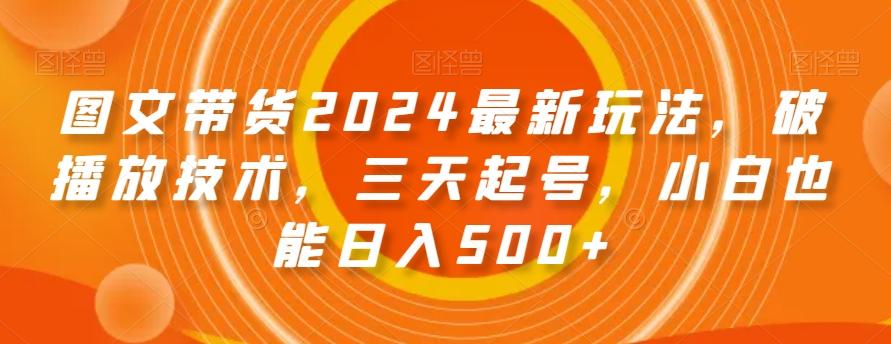 图文带货2024最新玩法，破播放技术，三天起号，小白也能日入500+【揭秘】-乐码云集