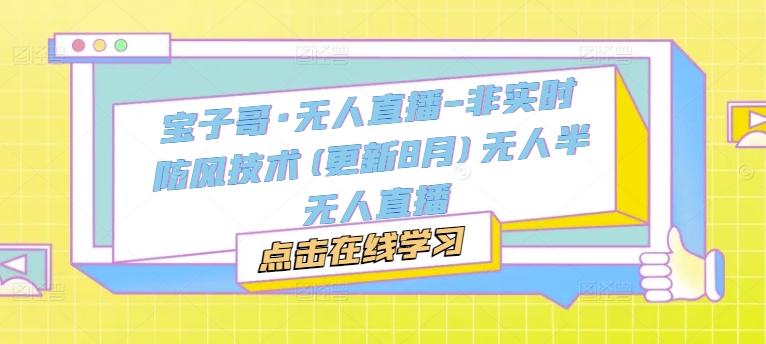 宝子哥·无人直播-非实时防风技术(更新25年5月)无人半无人直播-乐码云集