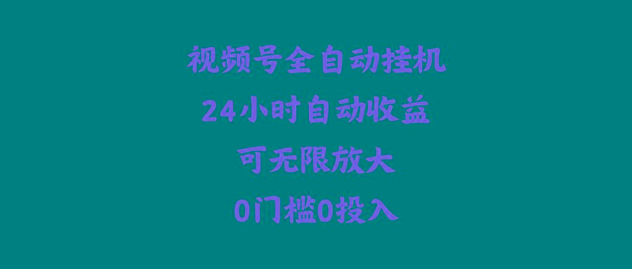 (10031期)视频号全自动挂机，24小时自动收益，可无限放大，0门槛0投入-乐码云集