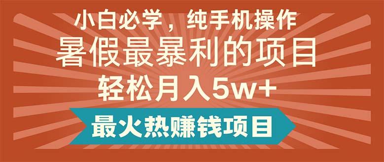 小白必学，纯手机操作，暑假最暴利的项目轻松月入5w+最火热赚钱项目-乐码云集