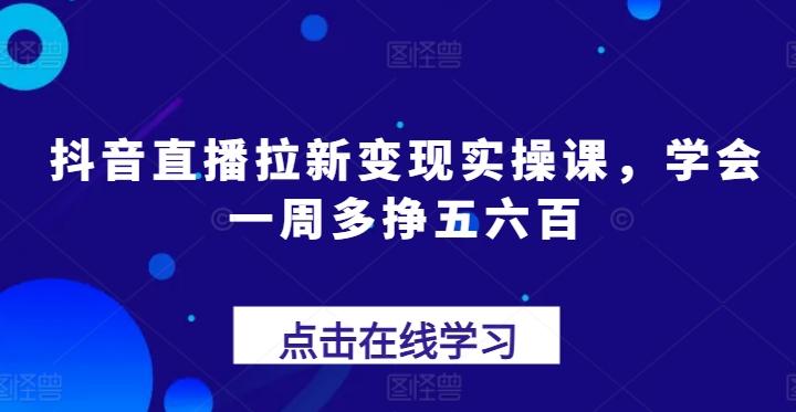 抖音直播拉新变现实操课，学会一周多挣五六百-乐码云集