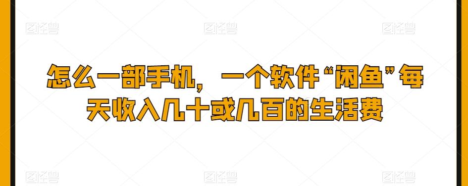 怎么一部手机，一个软件“闲鱼”每天收入几十或几百的生活费-乐码云集