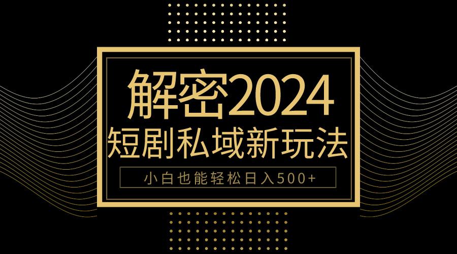 (9951期)10分钟教会你2024玩转短剧私域变现，小白也能轻松日入500+-乐码云集