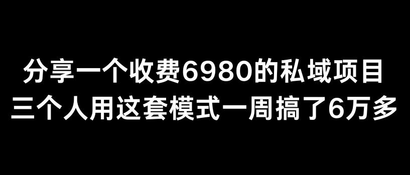 分享一个外面卖6980的私域项目三个人用这套模式一周搞了6万多【揭秘】-乐码云集