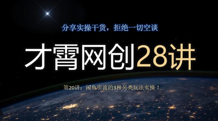 才霄网创28讲第20讲：闲鱼引流的3种另类玩法实操！-乐码云集