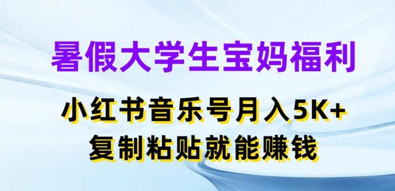 暑假大学生宝妈福利，小红书音乐号月入5000+，复制粘贴就能赚钱【揭秘】-乐码云集