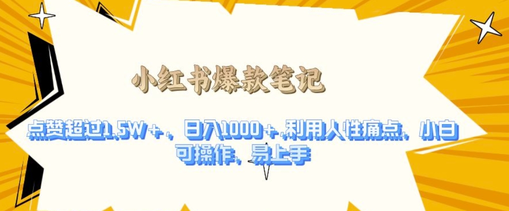 利用人性的痛点，打造爆款笔记，获得点赞超过1.5W+，日入1k【揭秘】-乐码云集