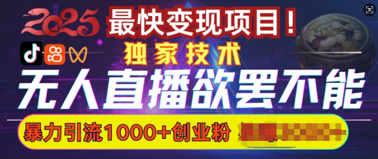 欲罢不能的无人直播引流，超暴力日引流1000+高质量精准创业粉-乐码云集