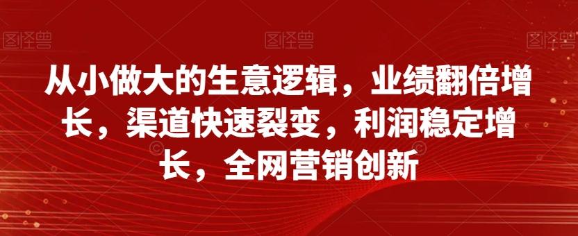 从小做大的生意逻辑，业绩翻倍增长，渠道快速裂变，利润稳定增长，全网营销创新-乐码云集