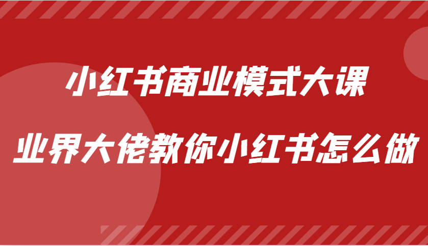 小红书商业模式大课，业界大佬教你小红书怎么做【视频课】-乐码云集