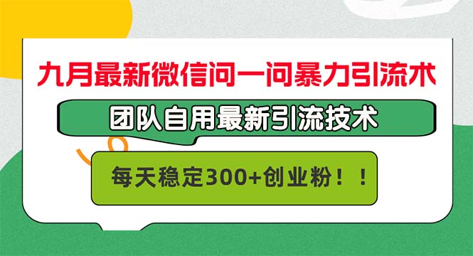 九月最新微信问一问暴力引流术，团队自用引流术，每天稳定300+创...-乐码云集