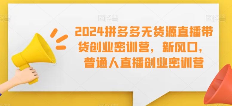 2024拼多多无货源直播带货创业密训营，新风口，普通人直播创业密训营-乐码云集