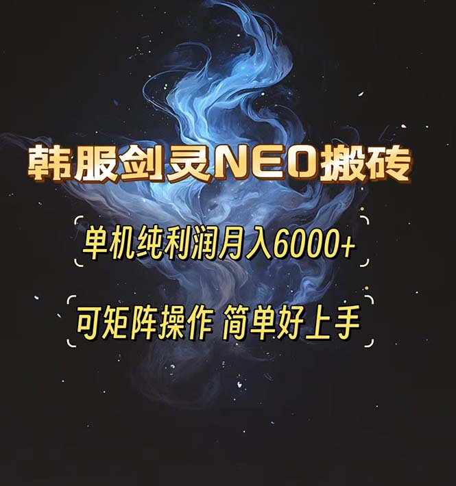 韩服剑灵NEO搬砖攻略，单机纯利润月入6000+ 可矩阵操作，简单好上手。-乐码云集