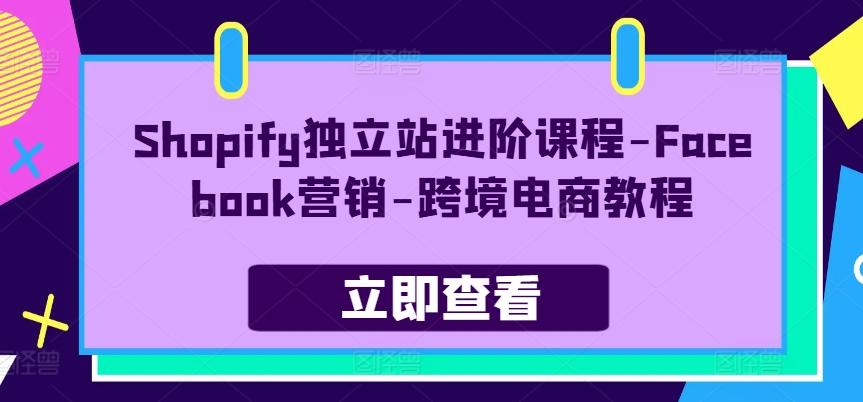 Shopify独立站进阶课程-Facebook营销-跨境电商教程-乐码云集