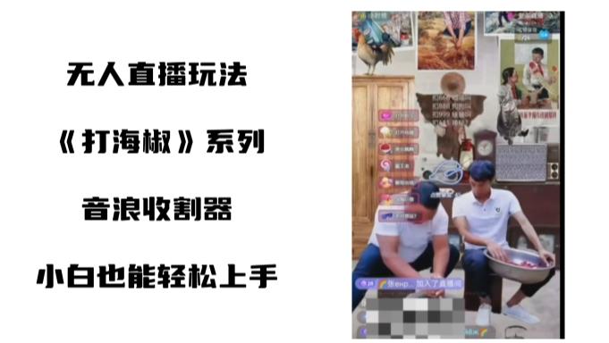打海椒无人直播整蛊项目，小白轻松上手撸音浪收割器（教程+工具+素材）-乐码云集