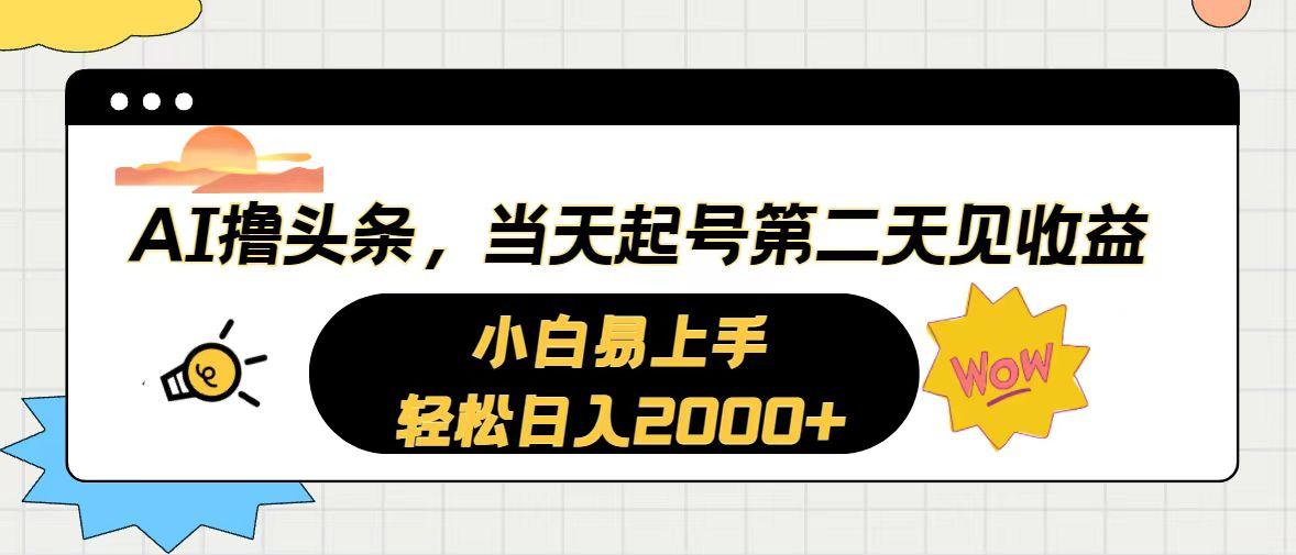 AI撸头条，当天起号，第二天见收益。轻松日入2000+-乐码云集