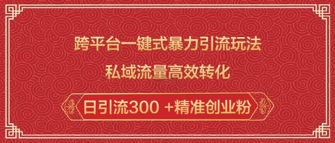 跨平台一键式暴力引流玩法，私域流量高效转化日引流300 +精准创业粉-乐码云集