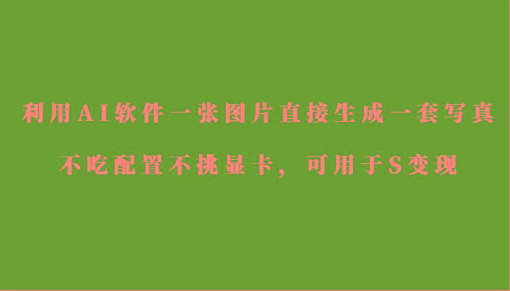 利用AI软件只需一张图片直接生成一套写真，不吃配置不挑显卡，可用于S变现-乐码云集