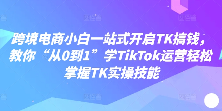 跨境电商小白一站式开启TK搞钱，教你“从0到1”学TikTok运营轻松掌握TK实操技能-乐码云集
