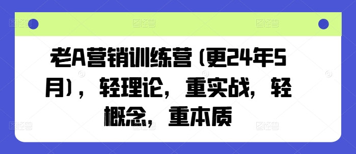 老A营销训练营(更24年10月)，轻理论，重实战，轻概念，重本质-乐码云集