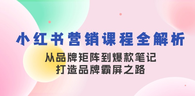 小红书营销课程全解析，从品牌矩阵到爆款笔记，打造品牌霸屏之路-乐码云集