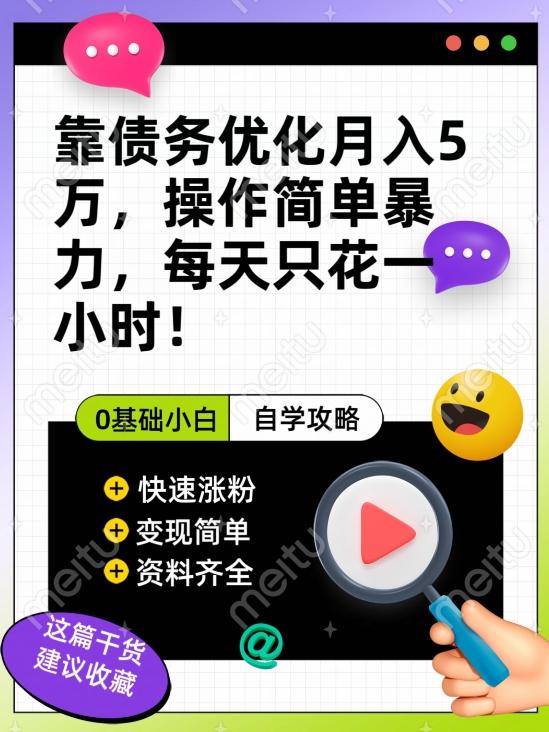 靠债务优化月入五万，每天只要花两个小时，多种方式轻松变现【揭秘】-乐码云集